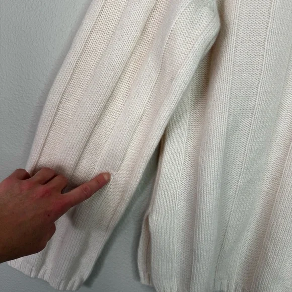 J. Crew Collection Lace Up Sweater 100% Cashmere Cream Ribbed S NWT *flaw - Picture 12 of 14